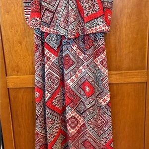 Xhilaration Red and Blue Floral Dress